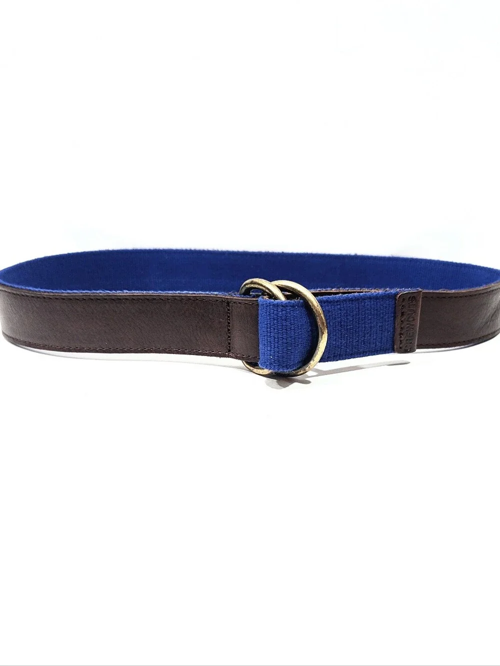 J.Crew Crewcuts Reversible D Ring Belt Blue Webbing Brown Leather Kids 26